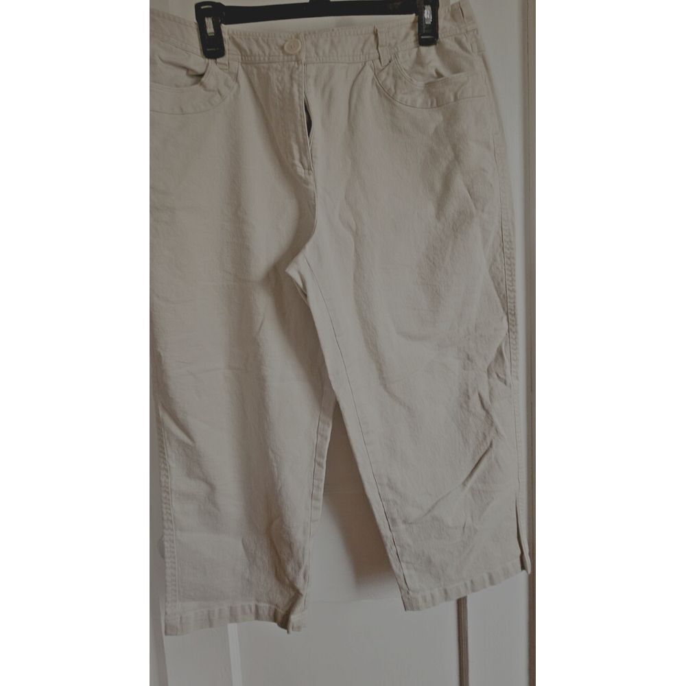 VTG Talbots stretch Womens Size 14 Linen Cotton Blend Beige Straight Crop Pants